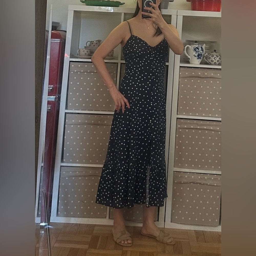 Navy Polka Dot Slip Dress